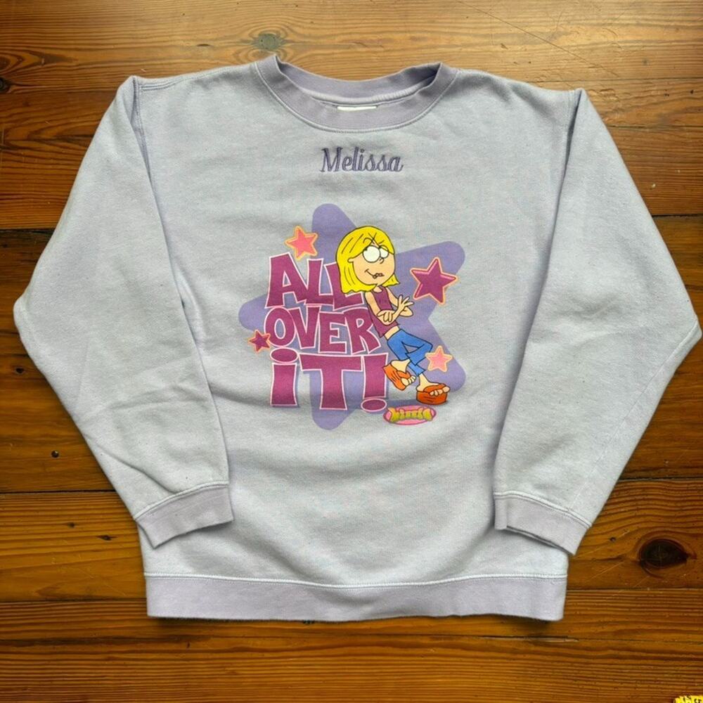 Vintage Disney Lizzie McGuire Sweatshirt Girls Size L 1990s Y2K Purple
